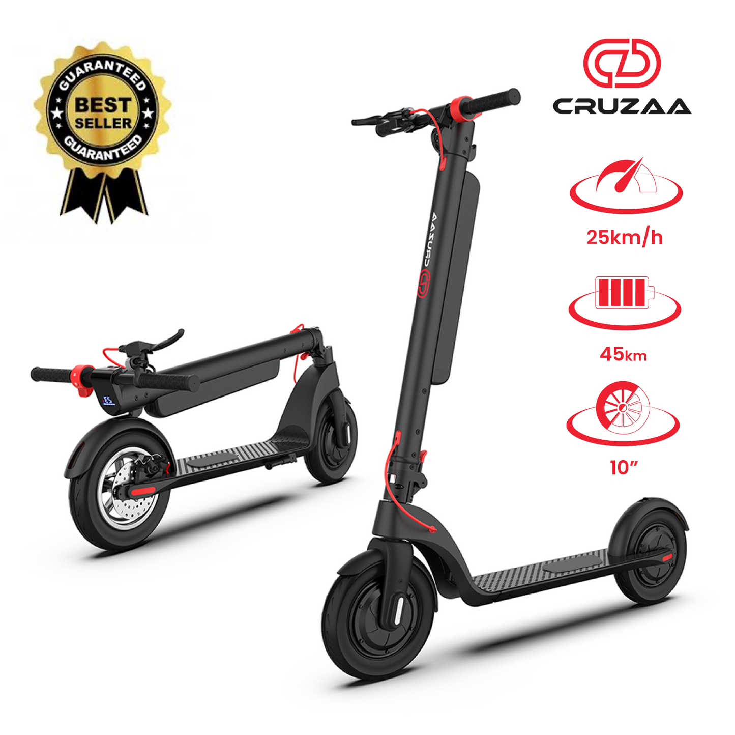 The Official Cruzaa Commuta E-Scooter 45km Range - 25kmh Top Speed - ships from US - Rider Smarts