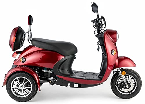 Veleco ZT63 Retro Mobility Scooter 650W-Red three-wheeled scooter on a white background