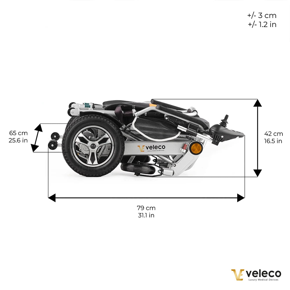 Veleco Cosmo Ultra-Light Electric Wheelchair – Folding, Joystick Control