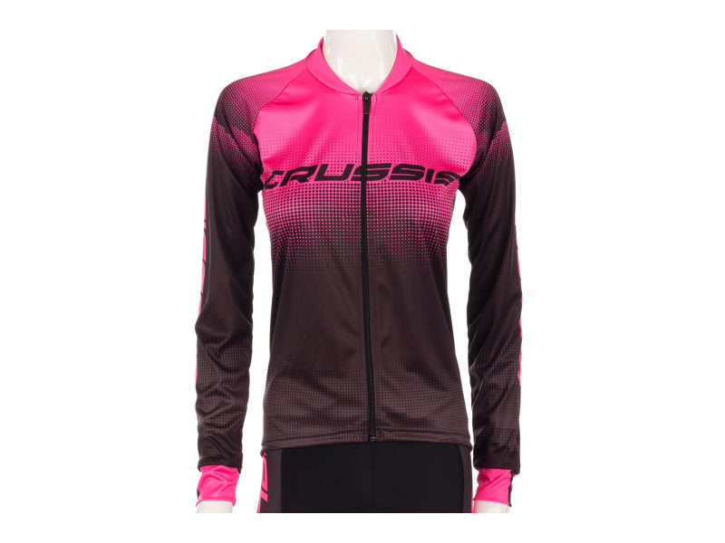 Crussis - Women's cycling jersey CRUSSIS, long sleeve, black / pink - Rider Smarts