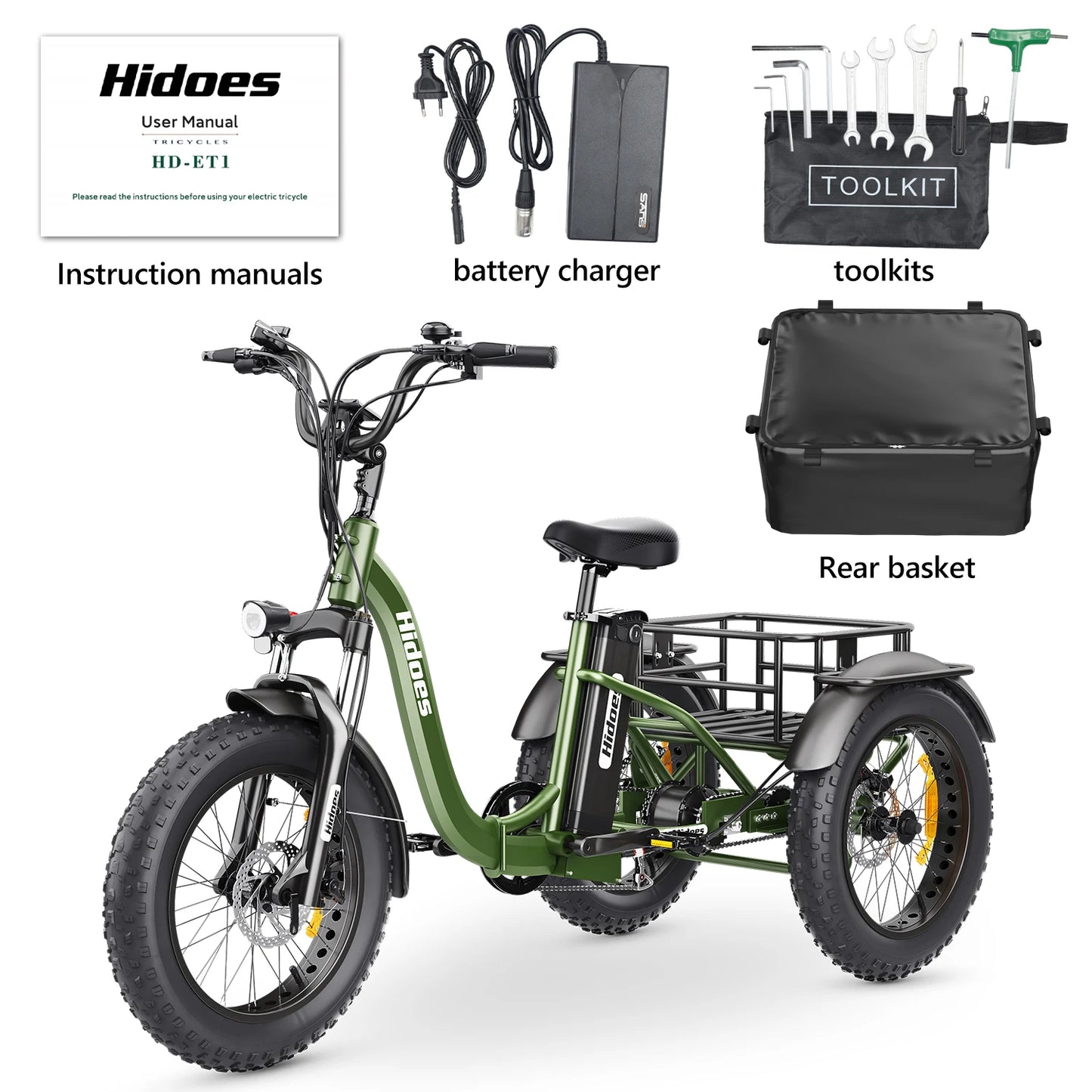 Electric Tricycle Foldable 750W Motor 48V20ah Lithium Battery Reversible Cargo Etrike All-terrain 20*4.0 Fat Tire Electric Trike