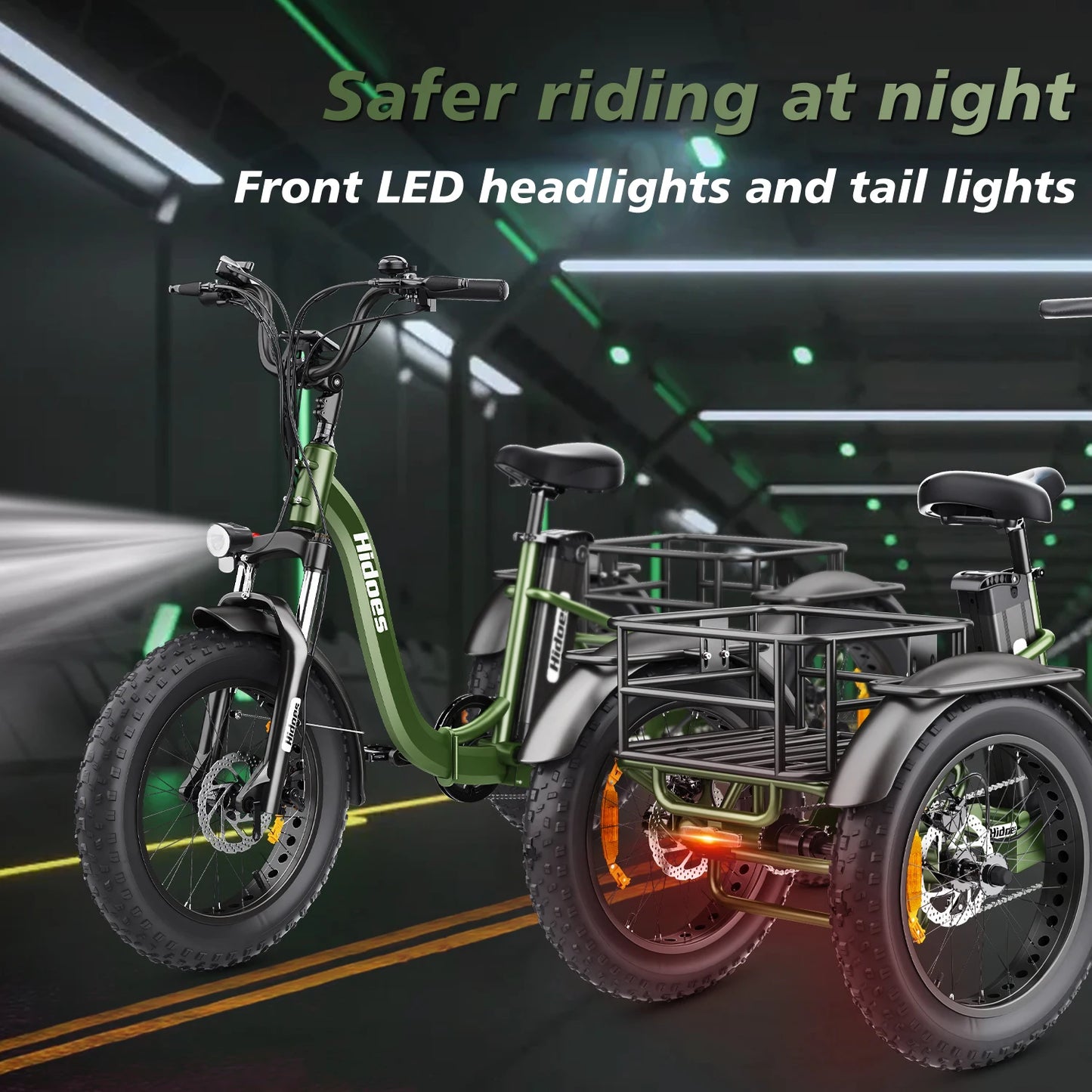 Electric Tricycle Foldable 750W Motor 48V20ah Lithium Battery Reversible Cargo Etrike All-terrain 20*4.0 Fat Tire Electric Trike