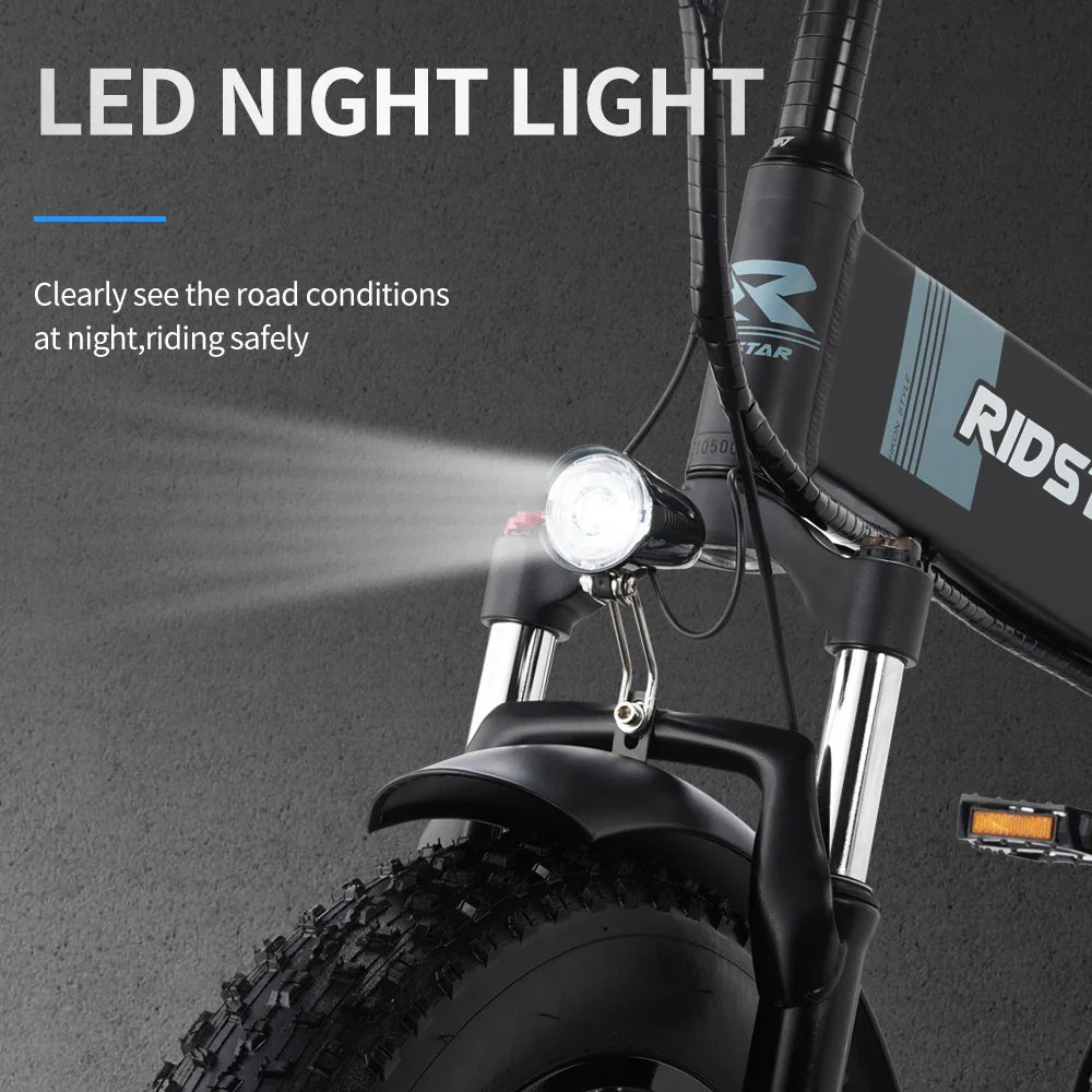 Ridstar H20 Mountain Electric Bicycle - 1000W Power, 48V 15Ah Battery, 45 km/h Speed