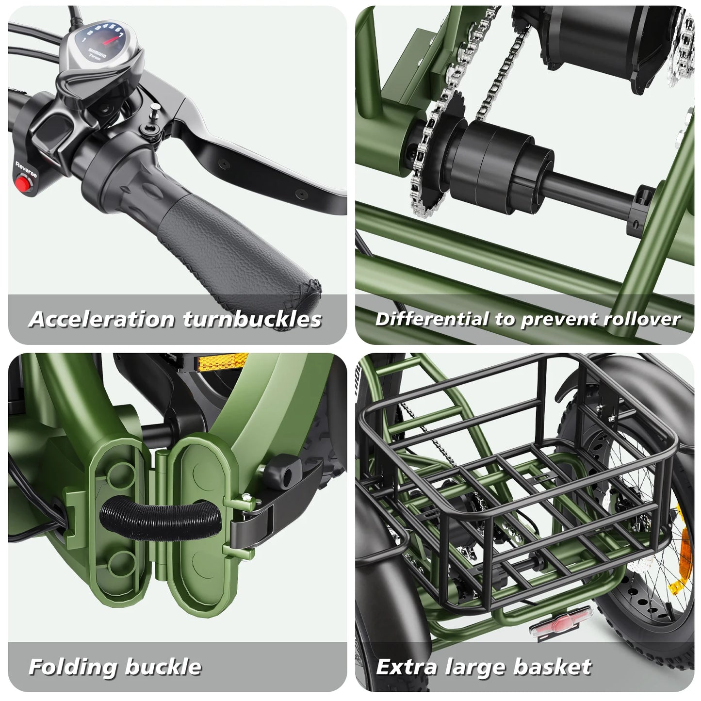 Electric Tricycle Foldable 750W Motor 48V20ah Lithium Battery Reversible Cargo Etrike All-terrain 20*4.0 Fat Tire Electric Trike