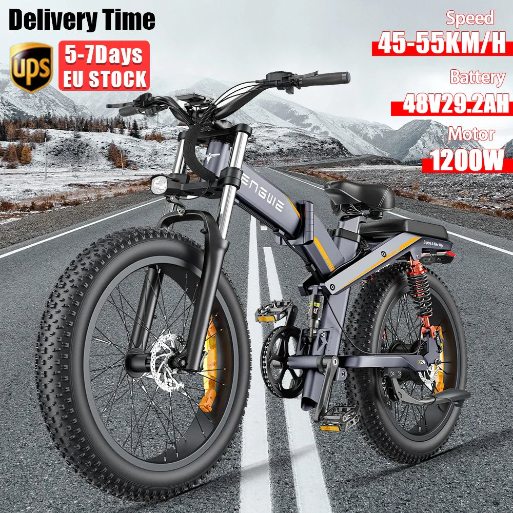 ENGWE X24 Electric Bicycle - 1200W Motor, 48V 29.2Ah Battery, Off-Road Adventure and Urban Commute