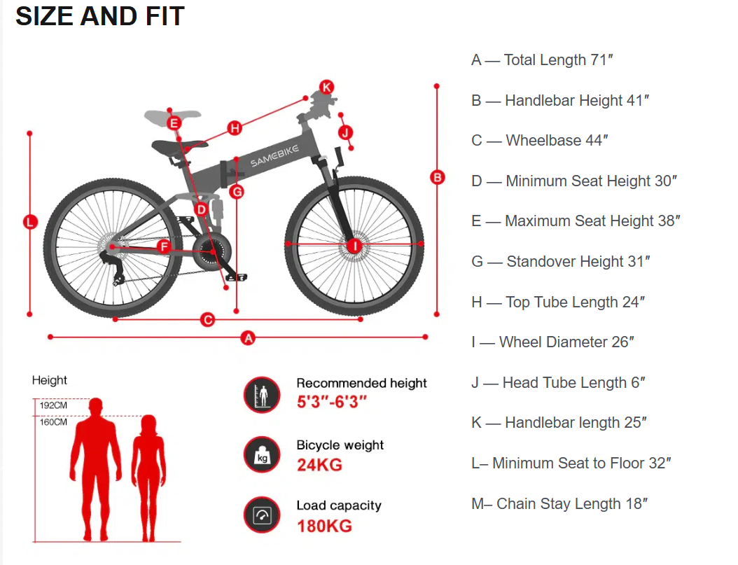 SAMEBIKE RS-A06 – 48V 12.5Ah, 350W Mid-Drive Motor, 45–60 km / 28–37 mi Range, Hydraulic Brakes, All-Terrain E-MTB