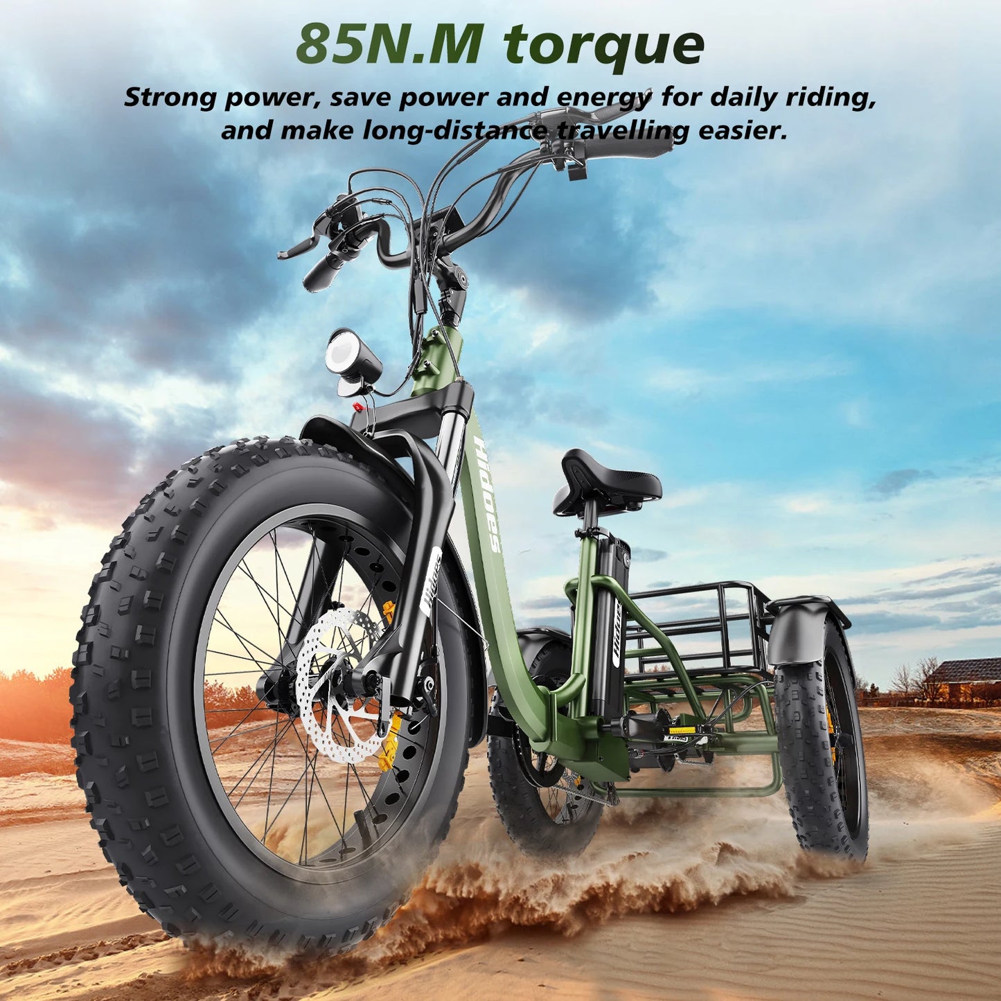 Electric Tricycle Foldable 750W Motor 48V20ah Lithium Battery Reversible Cargo Etrike All-terrain 20*4.0 Fat Tire Electric Trike