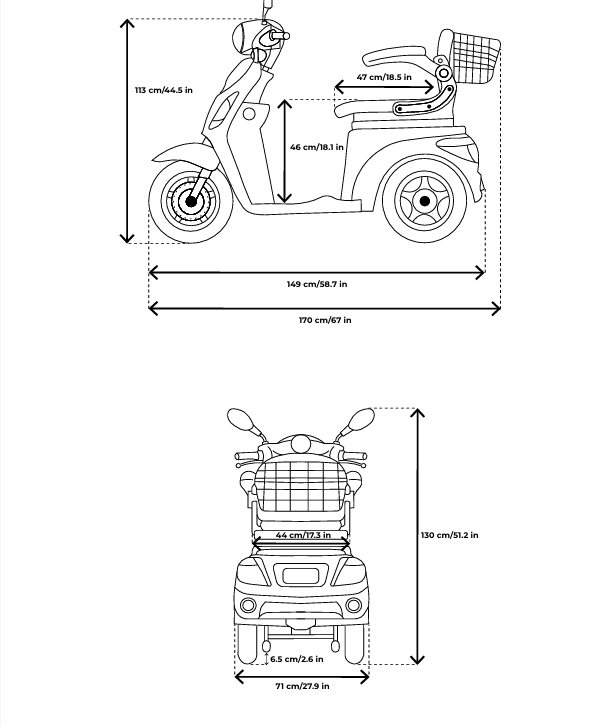 Veleco ZT15 3‑Wheel Class‑3 Mobility Scooter – 900 W / 48 V | Adjustable Seat, Full Suspension, Magnetic Brakes