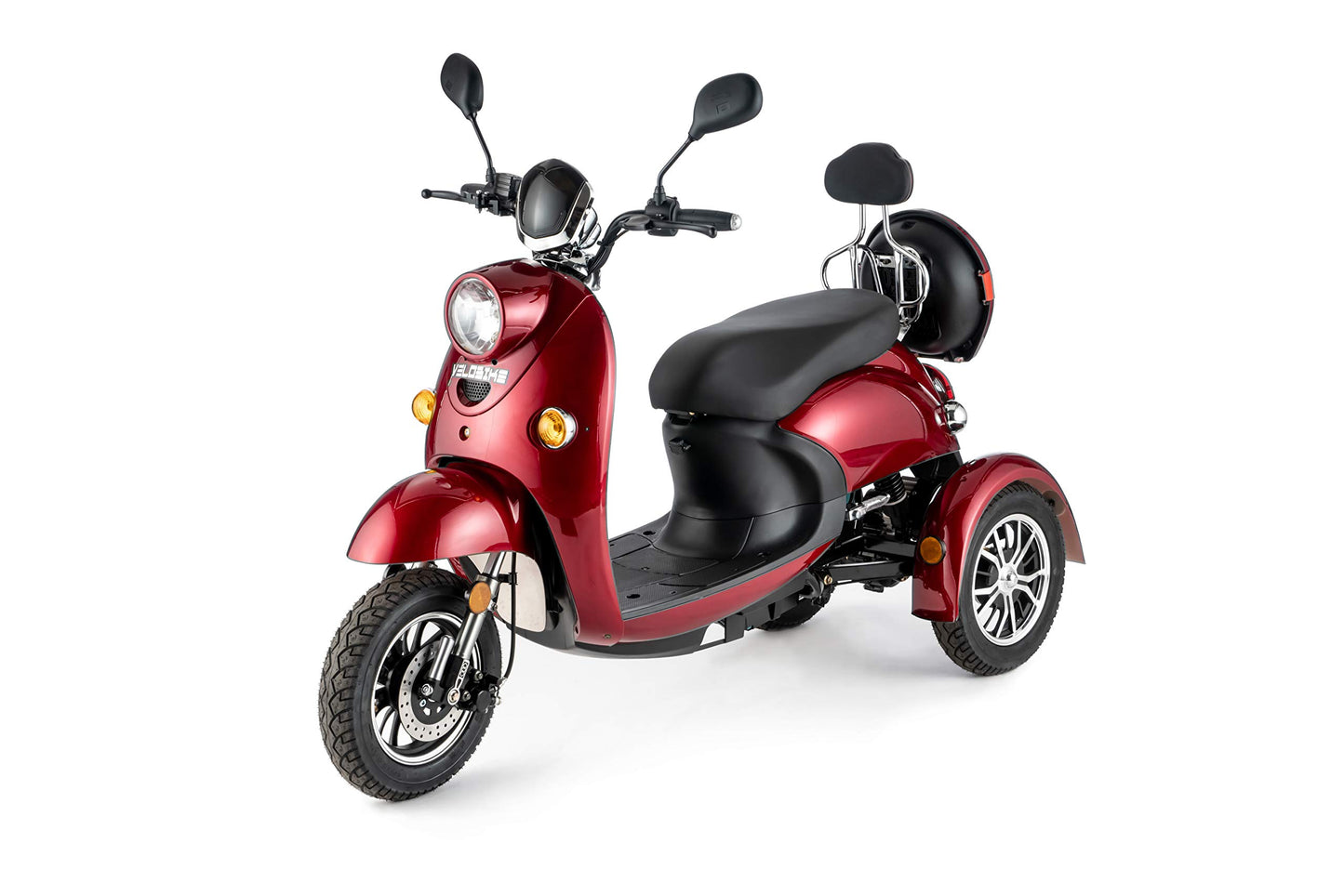 Veleco ZT63 Retro Mobility Scooter 650W-Red three-wheeled scooter on a white background