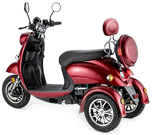 Veleco ZT63 Retro Mobility Scooter 650W-Red three-wheeled scooter on a white background