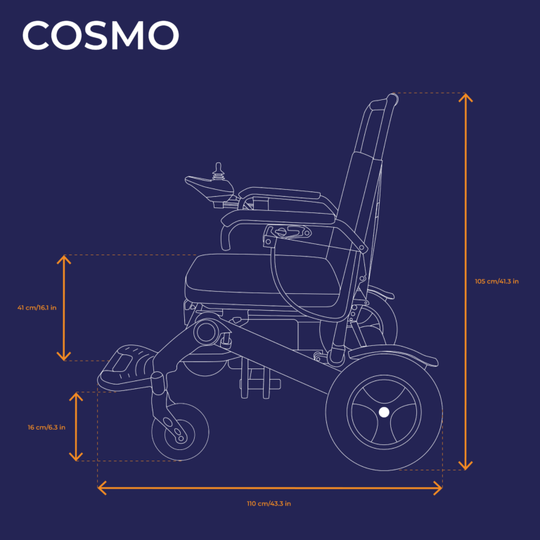 Veleco Cosmo Ultra-Light Electric Wheelchair – Folding, Joystick Control