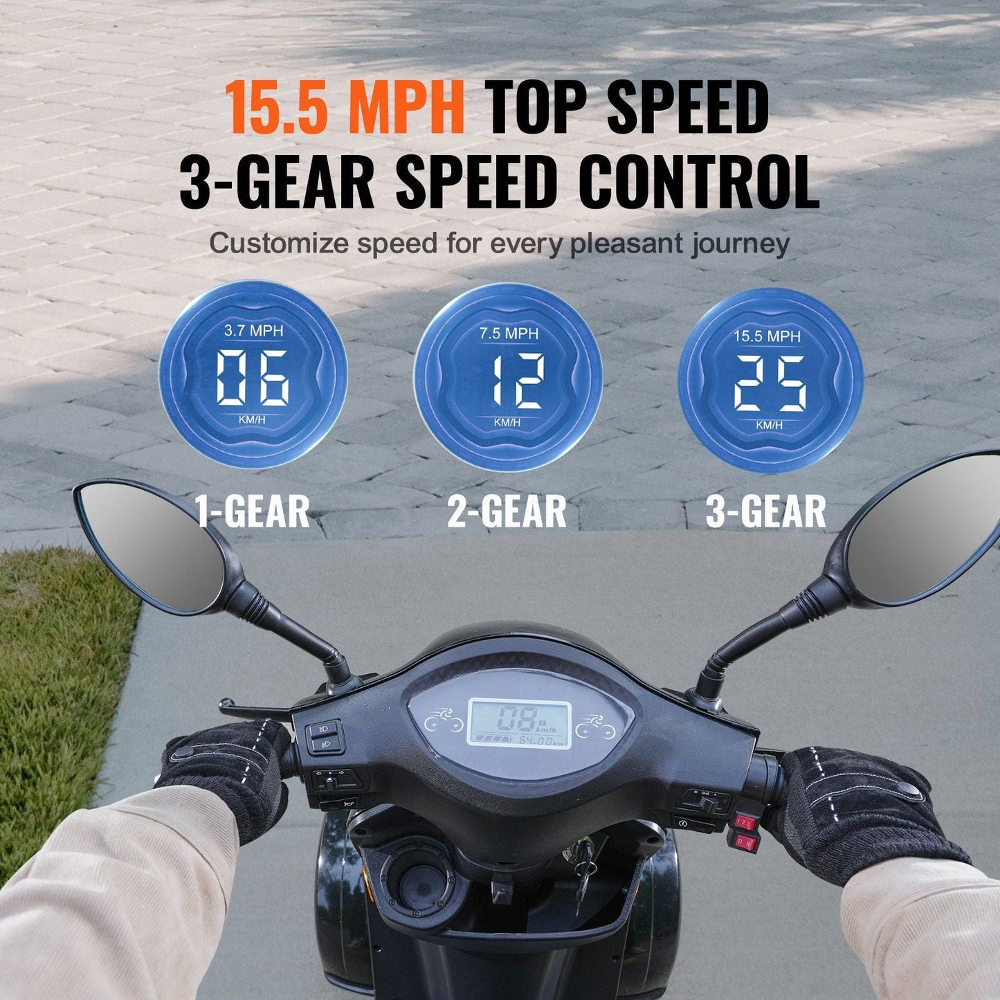 VEVOR Heavy Duty 4-Wheel Mobility Scooters for Seniors & Adults 500lbs Capacity - 31 Miles 3-Speed Long Range, 800W All Terrain Electric Recreational Scooter Wheelchair with 25° Max Climbing Capacity - Rider Smarts
