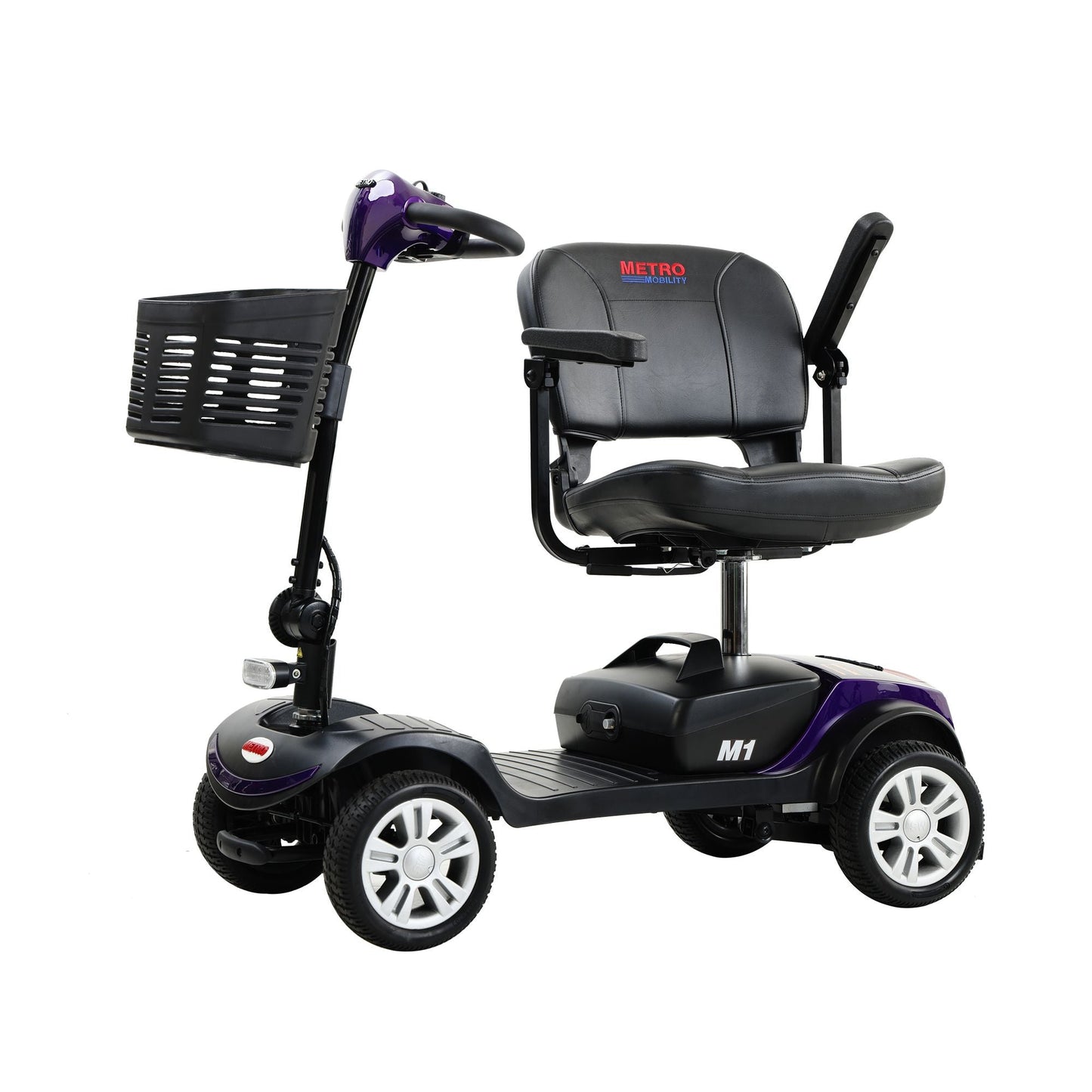 Four wheels Compact Travel Mobility Scooter with 300W Motor for Adult-300lbs, Dark Purple - Rider Smarts