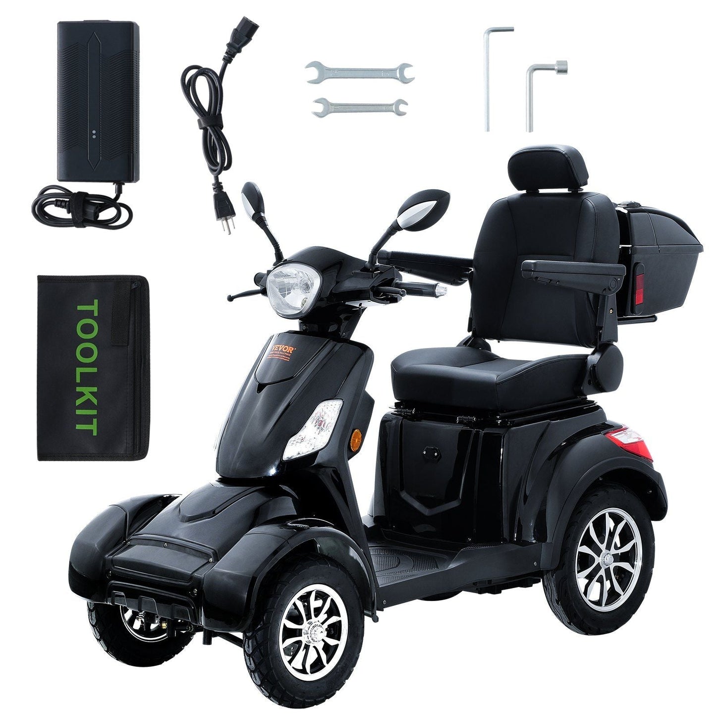 VEVOR Heavy Duty 4-Wheel Mobility Scooters for Seniors & Adults 500lbs Capacity - 31 Miles 3-Speed Long Range, 800W All Terrain Electric Recreational Scooter Wheelchair with 25° Max Climbing Capacity - Rider Smarts