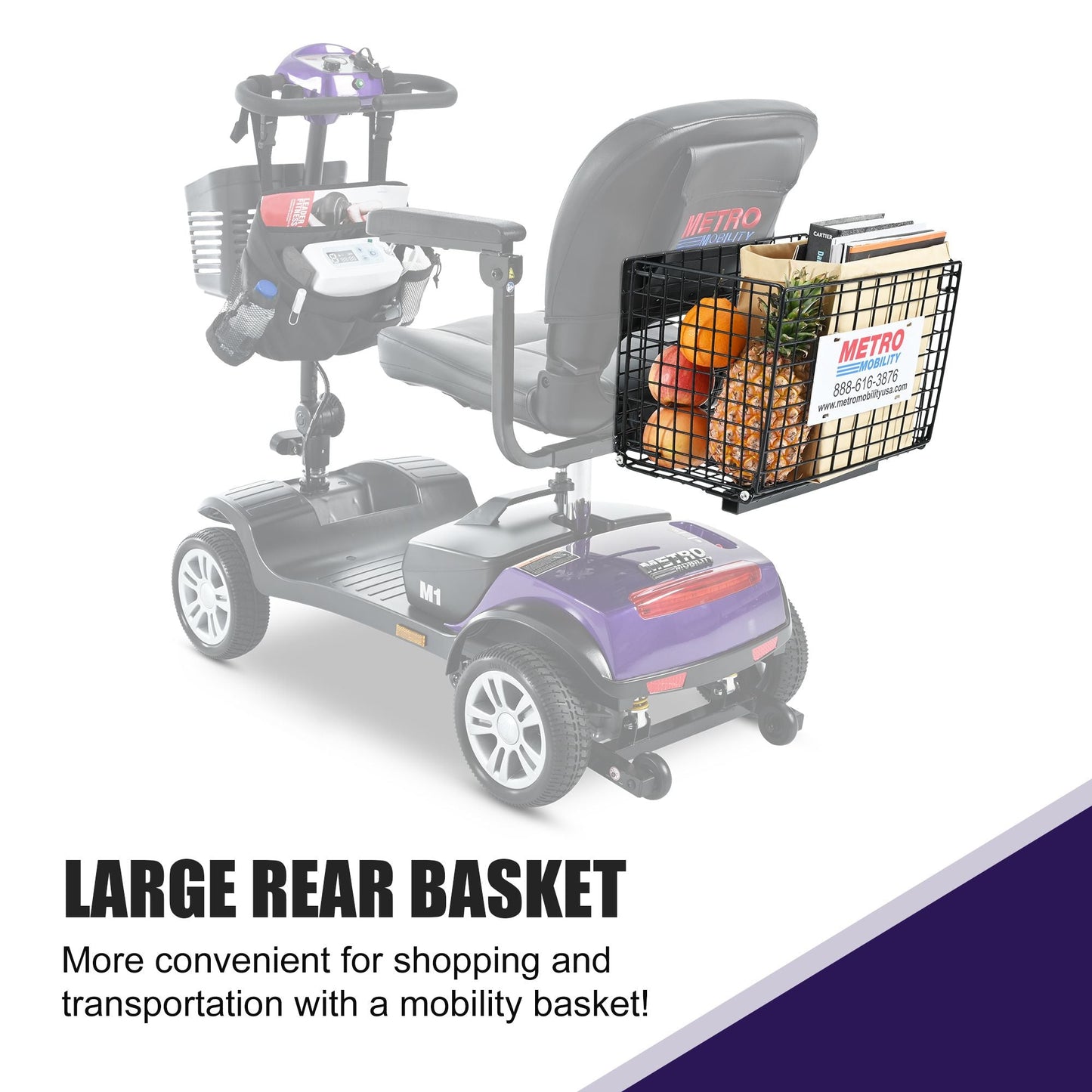 Four wheels Compact Travel Mobility Scooter with 300W Motor for Adult-300lbs, Dark Purple - Rider Smarts