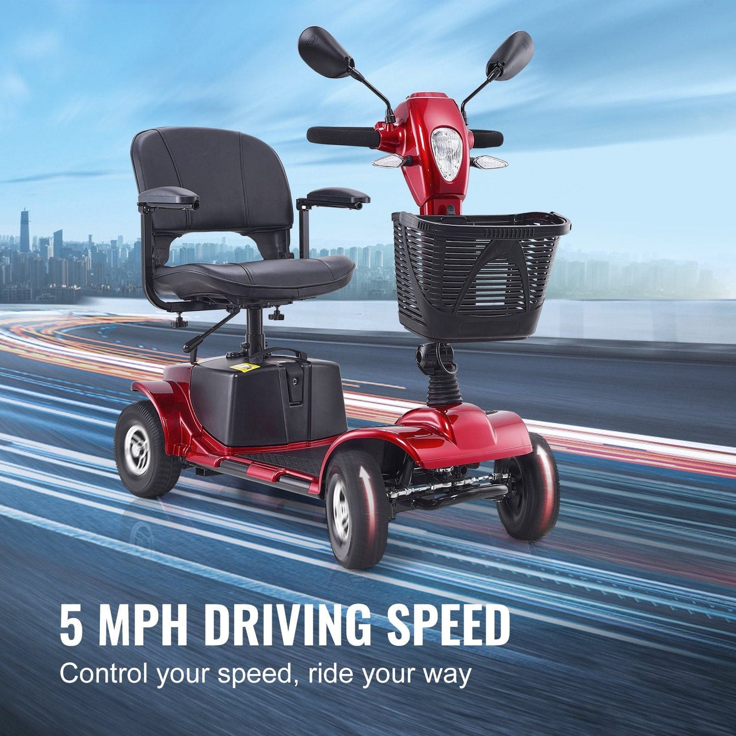 VEVOR Heavy-Duty 4 Wheel Mobility Scooter for Seniors 12 Mile Long Range 265LBS - Rider Smarts