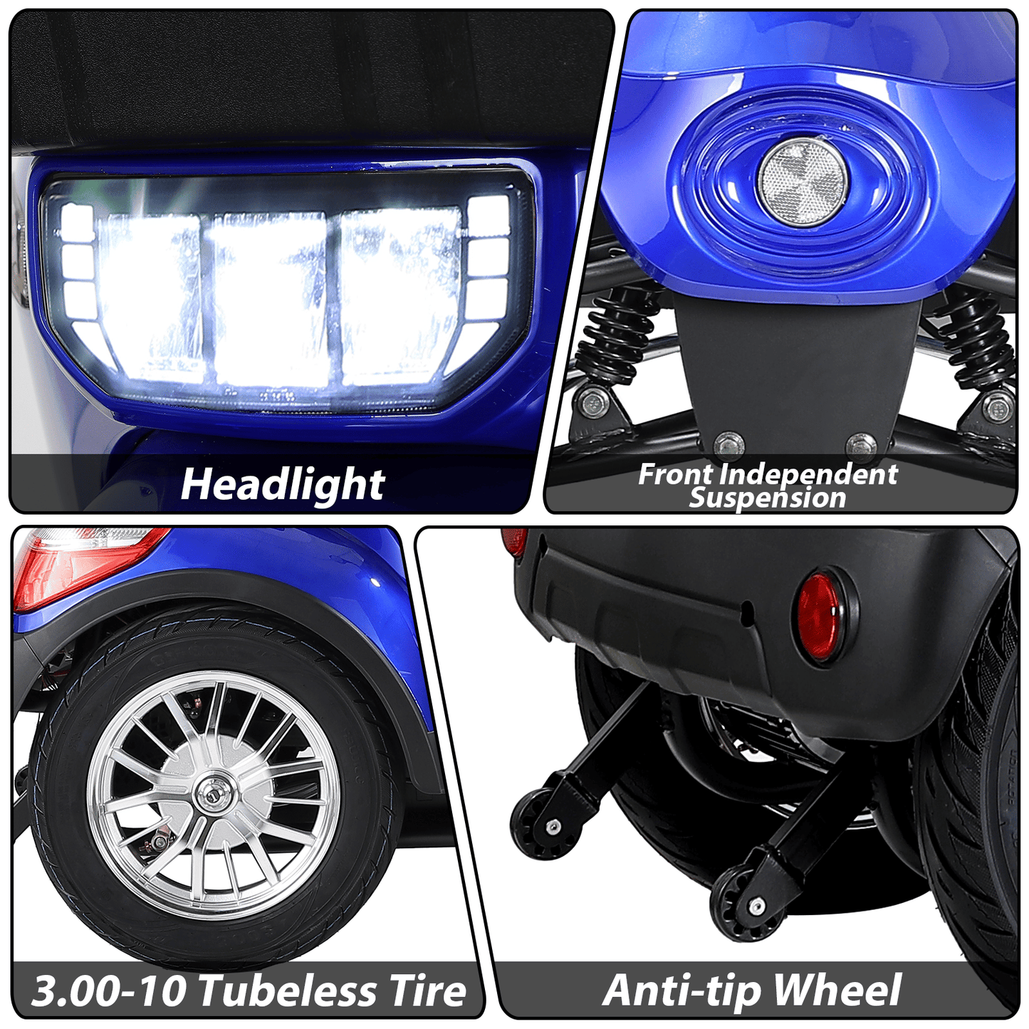 XL3D4L Electric Mobility Recreational Travel Scooter for Adults,Mobility Scooters for Seniors, 4 Wheel Powered Mobility Scooters, - Rider Smarts