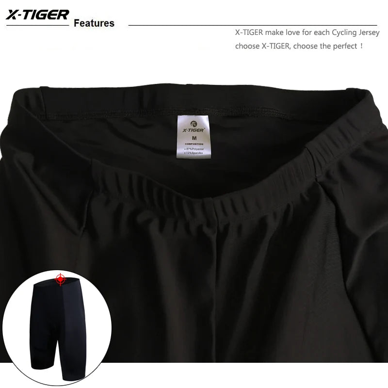 X-TIGER Men's Cycling Shorts Coolmax 5D Padded Bicycles Riding Pants Shockproof MTB Bike Shorts Biking Cycle Wear Tights