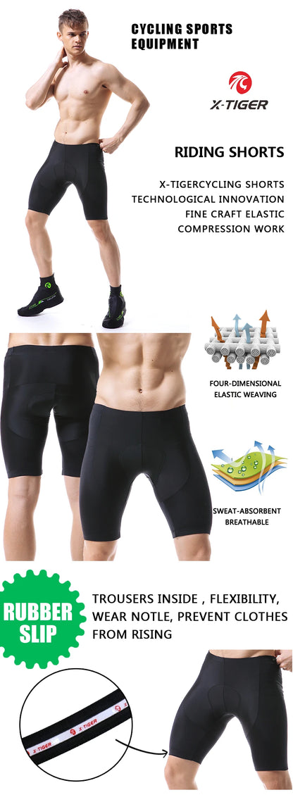 X-TIGER Men's Cycling Shorts Coolmax 5D Padded Bicycles Riding Pants Shockproof MTB Bike Shorts Biking Cycle Wear Tights