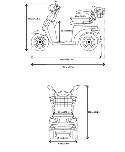 Veleco ZT15 3‑Wheel Class‑3 Mobility Scooter – 900 W / 48 V | Adjustable Seat, Full Suspension, Magnetic Brakes