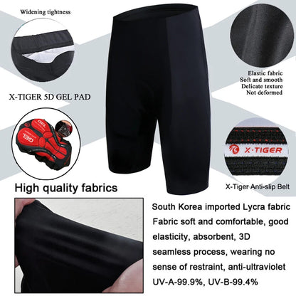 X-TIGER Men's Cycling Shorts Coolmax 5D Padded Bicycles Riding Pants Shockproof MTB Bike Shorts Biking Cycle Wear Tights