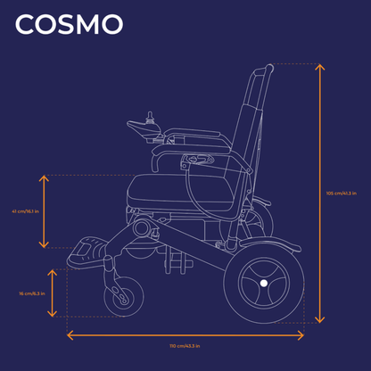 Veleco Cosmo Ultra-Light Electric Wheelchair – Folding, Joystick Control