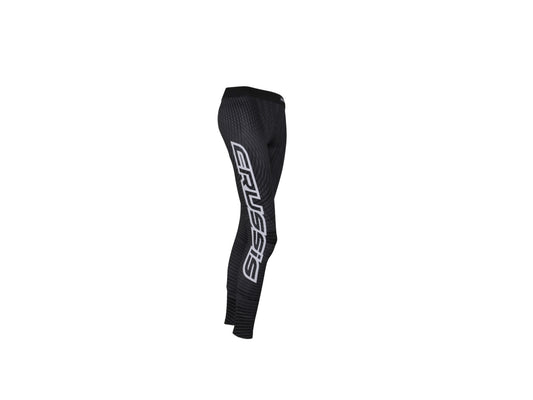 Crussis Women’s Long Black Leggings showcasing ergonomic fit and sleek design.​
